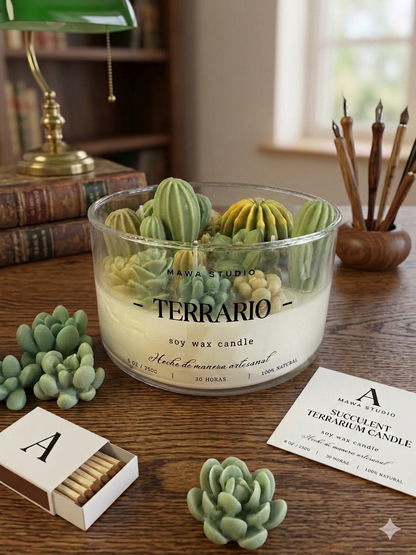 Terrario de Suculentas – Vela Artesanal Decorativa | Mawa Studio